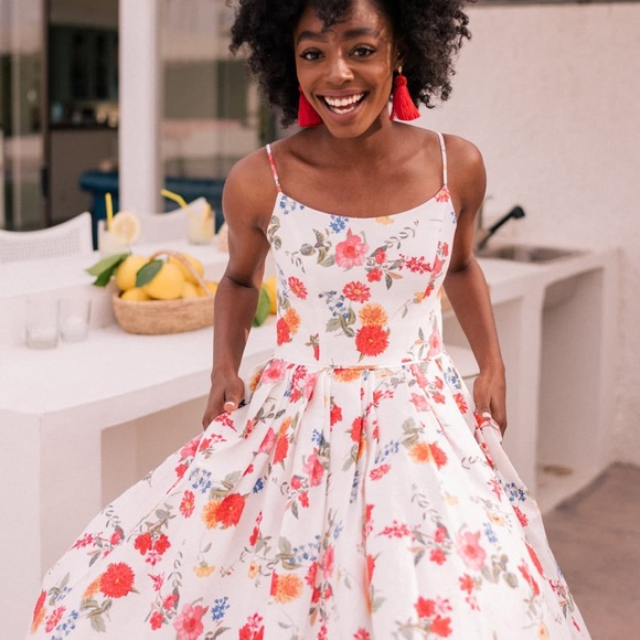 Gal Meets Glam - Floral Spaghetti Strap Dress - Picture 1 of 4